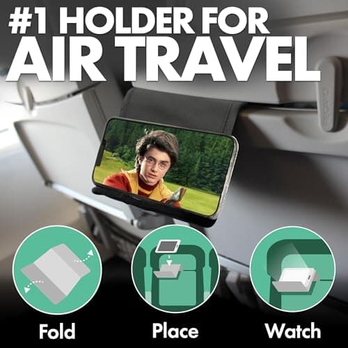 Airplane Phone Holder - Foldable Plane Phone Stand for Travel - Flexible Mobile Stand for Desk & Bed - Flight Mobile Holder Desk - Accessories Travel Essentials For Flying (Cordura) — view 2