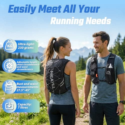 Running Vest Women & Men, Hydration Vest with 500ml TPU Water Bottle, Lightweight Comfortable Running Backpack, 7L Capacity Fits 2L Bladder for Trail Running Cycling Hiking Marathons — view 2