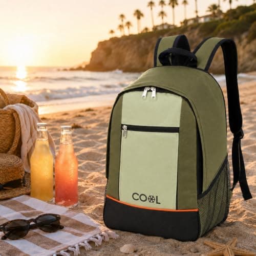 URBNLIVING 20L Insulated Cooler Backpack, Leak-Proof Thermal Foil Lining, Durable Polyester Construction, Hands-Free Food & Drink Storage for Camping, Picnics & Travel - Green — view 3