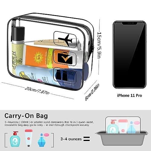 Clear Toiletry Bag TSA Approved Travel Toiletry Bag with Sturdy Zippers, Transparent Waterproof PVC Makeup Bag for Airport Security, Portable Wash Bag for Men Women Travel Essentials — view 4