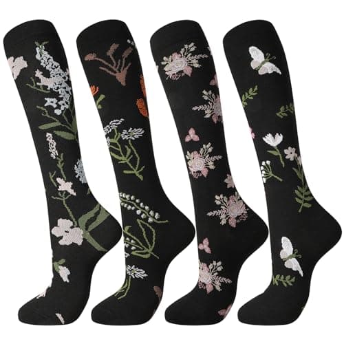 Zuimei 4 Pairs Compression Socks for Women 20-30 mmHg Flight Sock S/M