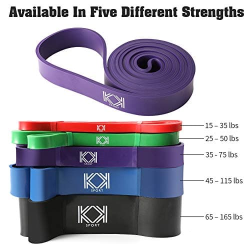 New KK Resistance bands for men and women fitness band (35-75 lbs) pull up resistance bands Suitable for home, gym workout exercise flexibility and strength training. (Purple: 35-75 lbs) — view 5