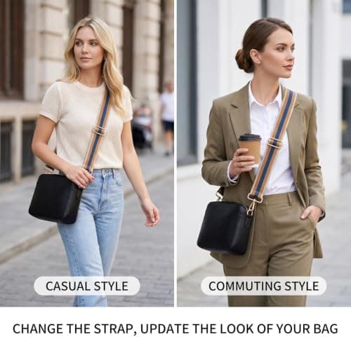 Bag Strap - Wide Adjustable Bag Straps for Crossbody Handbags, Replacement Shoulder Handbag Straps, Geometric Pattern Handbag Strap for Bag Replacement Women Men(Blue and Brown and Khaki) — view 5
