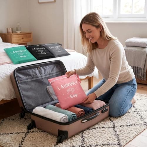 4PCS Laundry Bags for Travelling, Waterproof Washing Bags for Laundry with Zipper & Handle, Small Laundry Bag, Wet Bags for Home, Travel, Holiday, Camping, Caravan, Dormitory — view 5