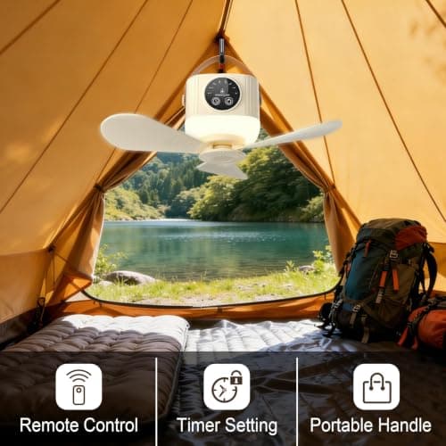 Portable Camping Fan, 7200 mAh Tent Fans with LED Light, Remote Control — view 4