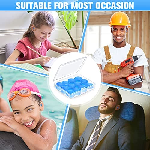 14 Pairs Silicone Ear Plugs for Sleeping Swimming, Moldable Soft, Blue — view 6