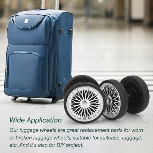 Ech.Apr Luggage Wheels Replacement 55mm x 11mm, 8 Pcs Suitcase Replacement Double-Row Wheels Wear Resistant Rubber Repair Wheels for Luggage, Grey — view 6