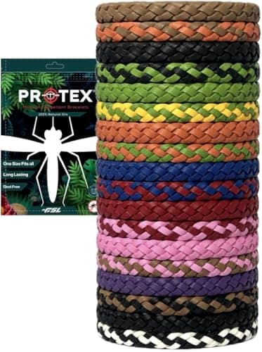 PR0TEX 18 Pack Insect Repellent Bracelet, Adjustable Leather Deet-Free Wrist Bands, Powerful Effective Protection, Mosquito Repellent Bracelets for Adults & Kids, Resealable Packaging