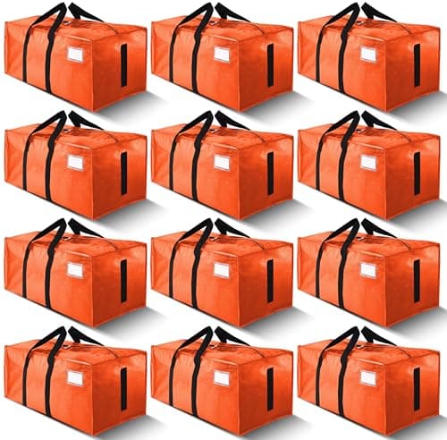 HOMESURE Supports 200lbs Heavy Duty Moving Bags - Strong Zipper & Wrap-Around Handles - Water-Resistant Storage Totes, Durable Alternative to Moving Boxes - 12 Pack - Orange