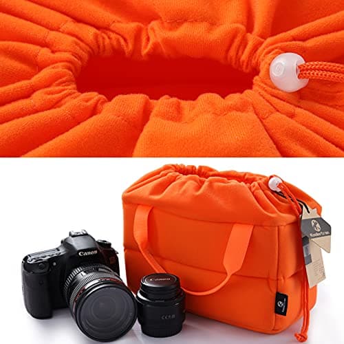Koolertron Velvet Anti-Shock Bag for DSLR SLR Camera for Sony DSLR Canon Nikon with Lens (Dark Orange) — view 4