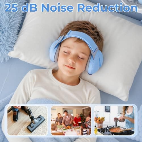 ECHOCUBE Earmuffs, Noise Cancelling Headphones for Boys and Girls, Children Ear Defenders for Sleep, Airplane Travel - Blue — view 4