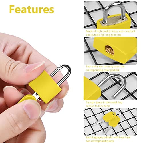 Flintronic 10 Pack Suitcase Lock with Key Small Padlock Luggage Lock Travel Lock Backpack Lock, Color Metal Padlock with Key, Small Padlock for Travel Backpack Play Fitness — view 4
