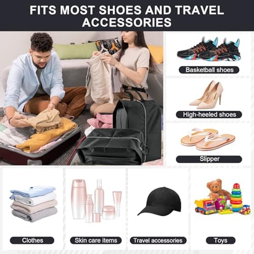 Shoe Bags for Travel, 4 Pack Extra Durable Travel Shoe Bags for Storage and Packing, Reusable Water-proof Shoe Bag with Smooth Zipper, Portable Travel Essentials, White, Simple — view 5