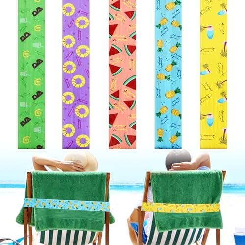 5Pcs Towel Bands for Beach, Elastic Bands for Sunbed Towel, 40×5cm