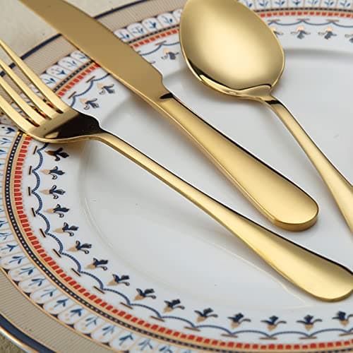 Evanda Portable Utensils, Travel Camping Cutlery Set, Stainless Steel Flatware Set Travel Silverware Dinnerware Set Fork Spoon Knife with a Portable Case (Gold) — view 4