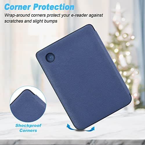 DMLuna Case for Kobo Clara 2E 6" 2022 Release, Ultra Slim Lightweight Folio Premium PU Leather Protective Cover with Auto Sleep/Wake Function, Navy Blue — view 4