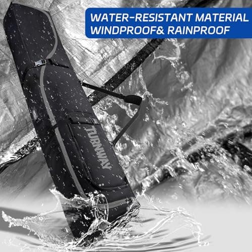 TurnWay Padded Ski Bag with Wheels for Air Travel, Double Rolling Snowboard Bag Heavy Duty Waterproof for Storage & Transportation of Snowboard/Ski Gear (Black) — view 3