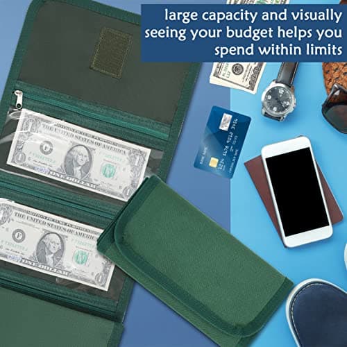 Money Wallet, Money Organizer for Cash with 6 Zippered Pocket Multipack Money Pouch, Cash Bill Organizer, Envelope Wallet Money Bag Small Travel Money Holder for Budgeting, 4.25x8 inches, Travel — view 2