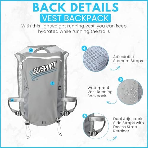 Running Vest Backpack - Lightweight Breathable Reflective Running Vest for Women & Men - Adjustable Straps of Hydration Vest Pack for Cycling & Running, Hiking Vest with 7 Pockets & 2 Water Bottles — view 4