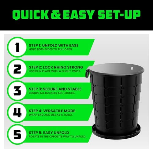 Rhino USA XL Portable Toilet for Camping (180kg Capacity) - Adjustable — view 6