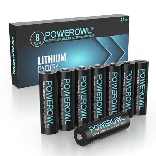 POWEROWL - Lithium AA Battery 8 Pack, 1.5V Long-Lasting Double A Batteries for Blink Camera, Smart Lock, Security Alarm, Digital Camera & High Drain Devices (Non-Rechargeable)