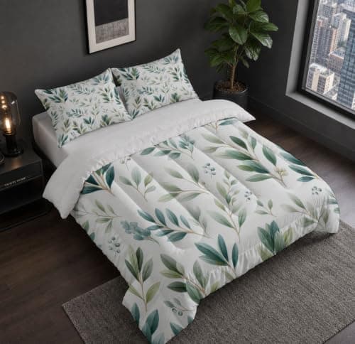Down Duvet Set Watercolor Plants For Children Kids Boys Girls Microfiber — view 3