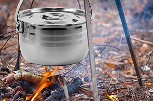 Wealers Camping Cookware Set - Compact Stainless Steel Campfire Cooking Pots and Pans | Combo Kit with Travel Tote Bag | Rugged Outdoor 4 Pc Cook Set for Hiking | Barbecues | Beach | Hiking Gear — view 4