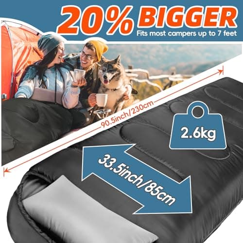 MEREZA Sleeping Bags XL for Mens Large Wide Sleeping Bag for Camping Big and Tall Sleeping Bags for Women Adults Warm with Compression Sack Cold Weather & Warm — view 2