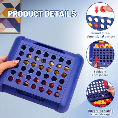 AMFUN Travel Size 4 in a Row Board Game for Kids Ages 3+, Travel Connect 4, 2 Player Strategy Game with 44 Counters, Foldable Funny Educational Family Toy for Car & Camping,8.6×7.5 in — view 3