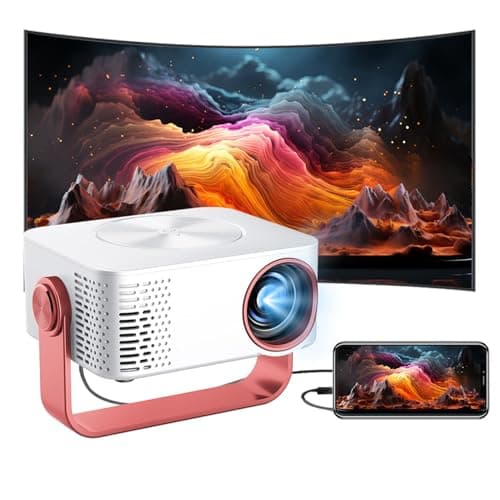 Lazmin112 1080P Portable Projector, Full HD WiFi Mini Projector with 360 Degree Rotation Auto Correction, Compatible with TV Stick Laptop Smartphone for Home Outdoor Movie Gaming (UK Plug)