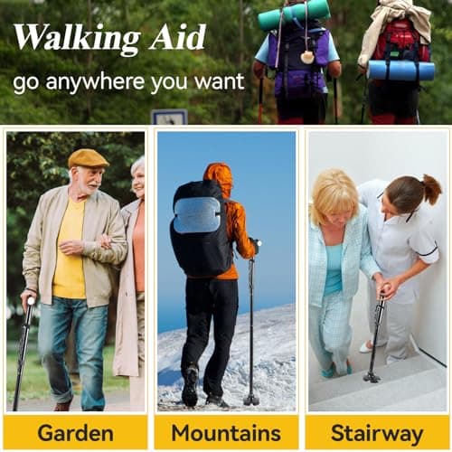 YORKING Walking Stick Folding Cane with Led Light Adjustable Height — view 6
