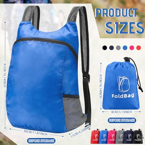 Bulyoou 6 Pack Cruise Lightweight Packable Backpack 20L Hiking Daypacks Water Resistant Foldable Backpack for Women Men Travel Camping Outdoor, 6 Colors, Sapphire, Rose Red, Navy, Gray, Bright Red, — view 2