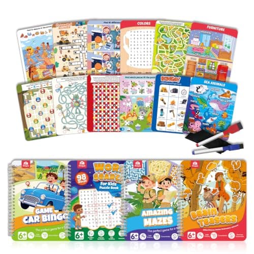 Coogam 4Pcs Activity Travel Maze Book Game for Kids Ages 3-8