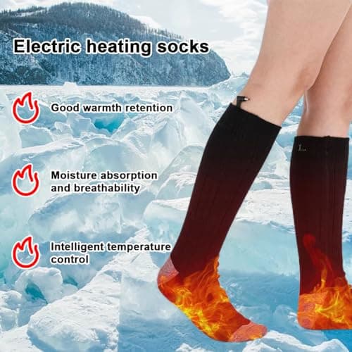 Heated Socks, Electric Heated Socks For Men And Women, Winter Foot Warmer Socks, Washable Electric Heated Socks With 3 Heating Settings, Suitable For Ski Riding, Snowboarding, Camping — view 3