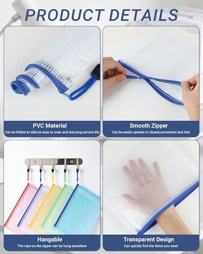 12 Pack A5 Plastic Wallets, A5 Zip Wallets for Documents, Files & Storage — view 5