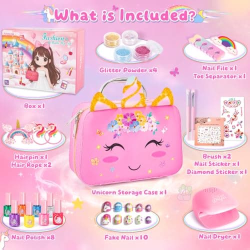 Hohosunlar Kids Nail Polish Sets, Water-Based Nail Art Kit for Girls 3-12 — view 2