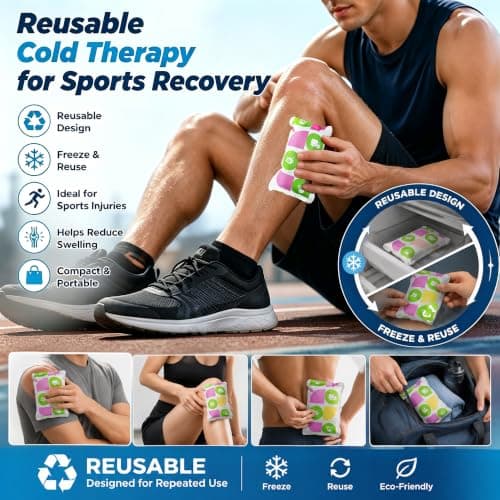World-BIO Reusable Ice Packs for Injuries, Water Activated Gel Cold Packs for Knee Ankle Neck Pain Relief, Small Expandable Cold Compress for Swelling Sports Surgery Recovery, 4.9" x 3.7", 20 Pack — view 2
