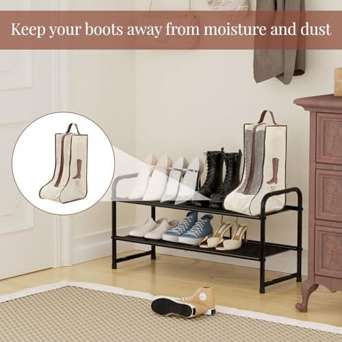 2 Set Welly Boot Bag, Boot Storage Bag, Walking Boot Bag,Portable Boots Protector Bag, Dust Proof Travel Shoe Bags with Handle Boots Organizer for Packing Travel and Daily Use(Tall) — view 4