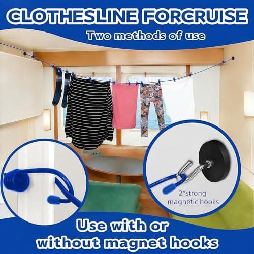 Magnetic Clothesline for Cruise Ship Approved 2026 Cruise Essentials, Travel Washing Line with 2 Magnetic Hooks for Cruise Cabins, Travel Clothes Line with 2 Luggage Tags for Cruise Ship, Indoor, RV — view 4