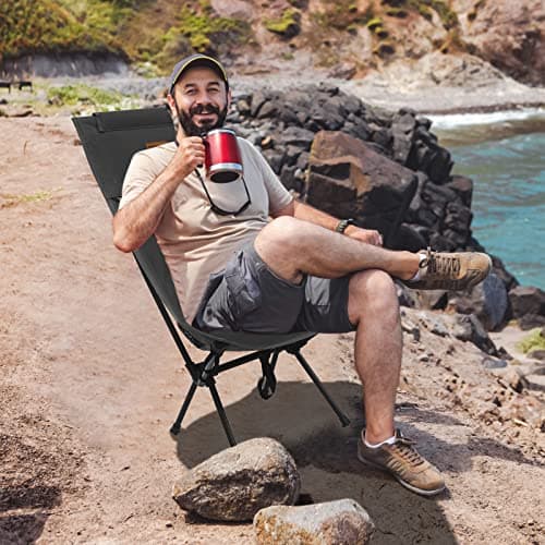 Rainberg Ultra Lightweight High Back Camping Chair, Folding Chair, Camping Chairs for Adults, Foldable Garden Outdoor Picnic BBQ Chairs. (Pack of 2, Black) — view 2