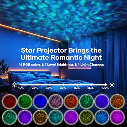 Sky Projector, Galaxy Projector for Gift Parties, Sensory Lights with 16 Colors+7 Brightness, Night Light with Remote Control, LED Light for Room Decor, Bedroom Accessories — view 2