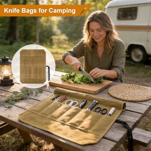 Hahorpa Chefs Knife Roll Bag, Waterproof Canvas Chef Bag with 7 Slots — view 6