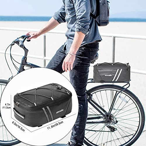 ANMEILU Bike Rack Bag - Rear Rack Bike Trunk Bag Back Seat Carrier Saddle Luggage Storage Pack - Folding Ebike Travel Cycling Waterproof Small — view 6