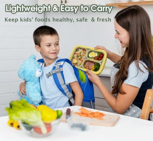 Kabbas Kids Adults Stainless Steel Bento Box, 3-Compartment Metal Lunch Box — view 4
