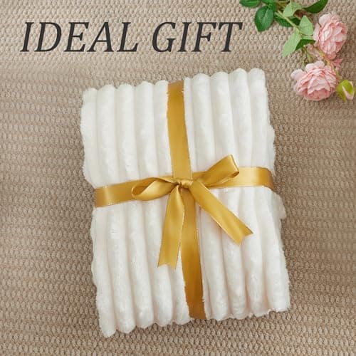 BEDELITE Fluffy Fleece Blanket Cosy Soft Throw, 127x152 cm, Cream White — view 6
