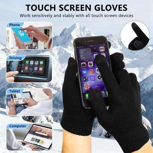 LXEASYGO 6 Pairs Winter Unisex Thermal Gloves Touch Screen Knitted Warm Magic Gloves for Outdoor Skiing Walking Running — view 2
