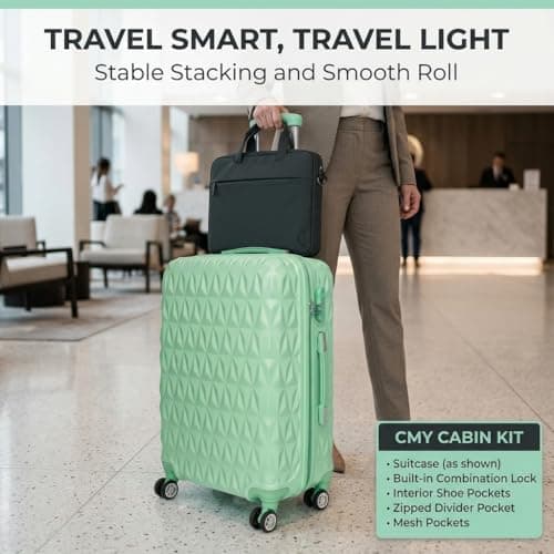 CMY Suitcase 20 Inch Cabin Hard Shell Lightweight ABS Carry-On Luggage — view 4