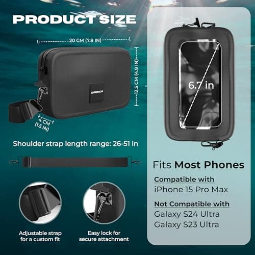 Drench Waterproof Phone Pouch Crossbody Bag | IPX8 Floating Waterproof Phone Case with Adjustable Strap | Dry Bag for Swimming, Snorkelling, Kayaking, Beach, Travel & Holiday Essentials — view 4