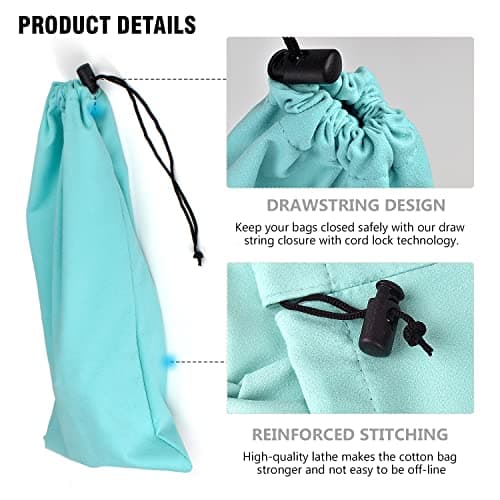 PlasMaller Shoe Storage Bags 100% Cotton with Drawstring for Men and Women for Travel Protecting and Storing Shoes, Turquoise, Set of 4, One Size, Shoe Bag — view 6