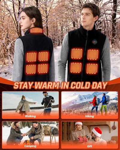 Heated Vest with 20000mAh Power Bank & 9 Heating Pads, 2025 Upgrade 5V/7.4V Adjustable Waist Circumference 3 Temperature Level Winter Lightweight Material with Hood Warmth Preservation, Size M — view 2